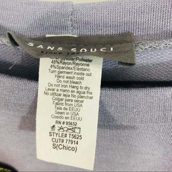 Sans souci embroidered lavender sweatshirt size small lightweight - Picture 3 of 3